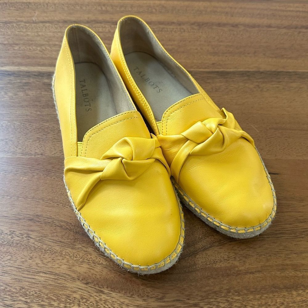 Talbots Izzy Knot Soft Nappa Leather Yellow Espadrilles